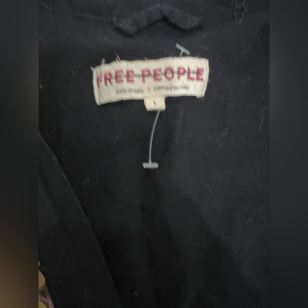New Free People Bohemian Black and Multicolor Embroidered Oversized Jacket Sz L - Picture 6 of 6